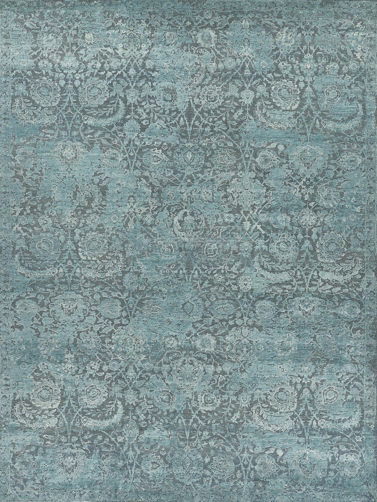 Exquisite Meena Hand-knotted Wool/Silk Blue/Light Blue Area Rug 14.0'X18.0' Rug