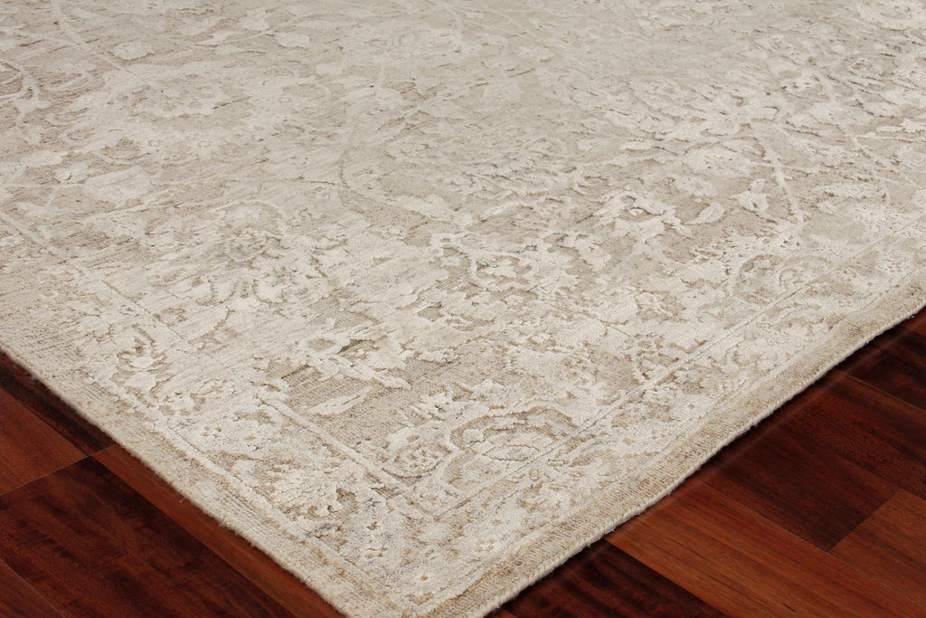 Exquisite Meena Hand-knotted Wool/Silk Ivory/Beige Area Rug 6.0'X9.0' Rug