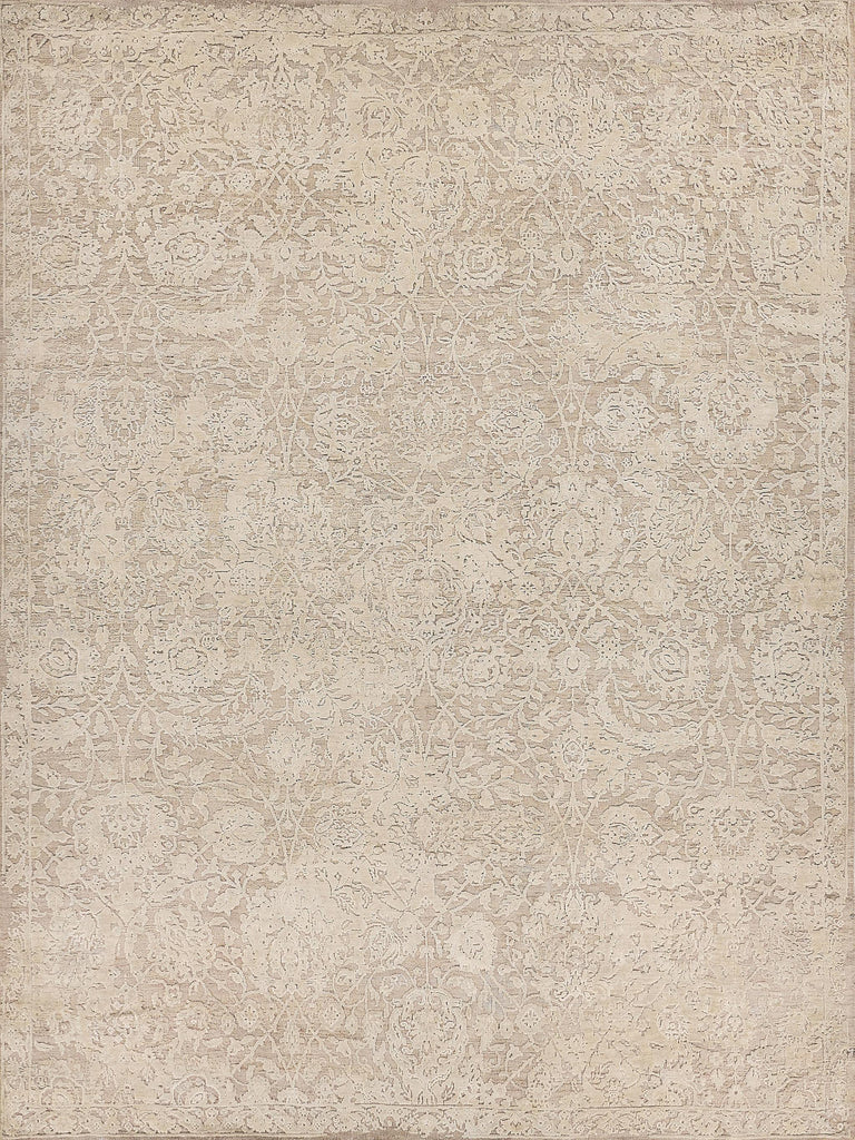 Exquisite Meena Hand-knotted Wool/Silk Ivory/Beige Area Rug 8.0'X10.0' Rug