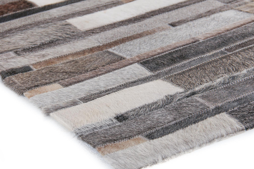 Exquisite Natural Hide Hand-stitched Leather Hide Gray Area Rug 5.0'X8.0' Rug