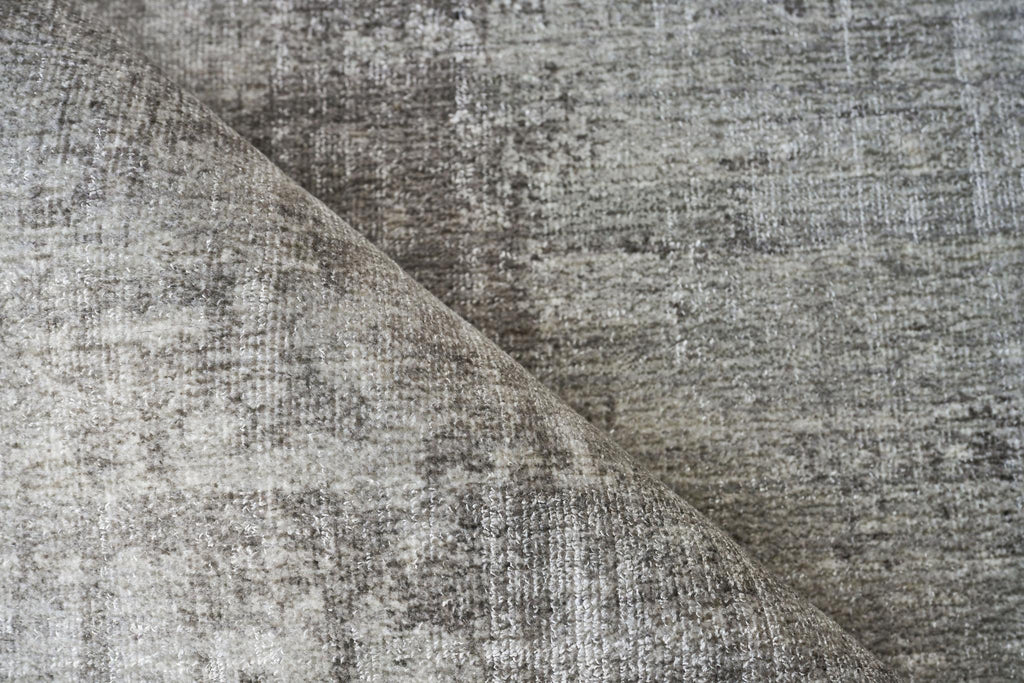 Exquisite Stone Wash Gazni Hand-loomed Wool/Bamboo Silk Taupe Area Rug 10.0'X14.0' Rug