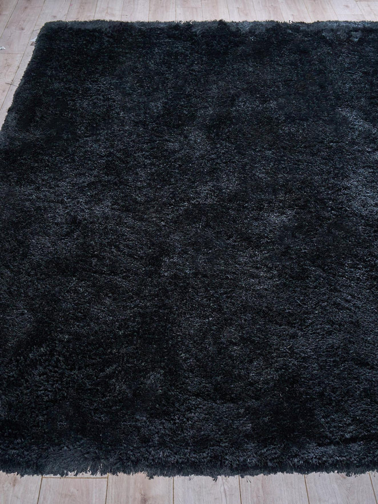 Exquisite Sumo Shag Hand-loomed Polyester/Microfiber Black Area Rug 6.0'X9.0' Rug