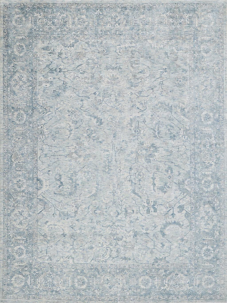 Exquisite Rugs Tuscany Hand-loomed Wool/Bamboo Silk 6341 Ivory/Blue 10' x 14' Area Rug