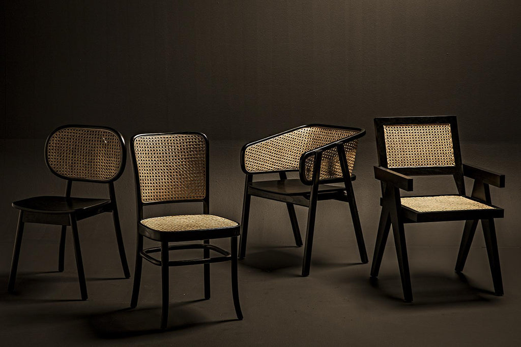 NOIR Brahms Chair Charcoal Black with Caning