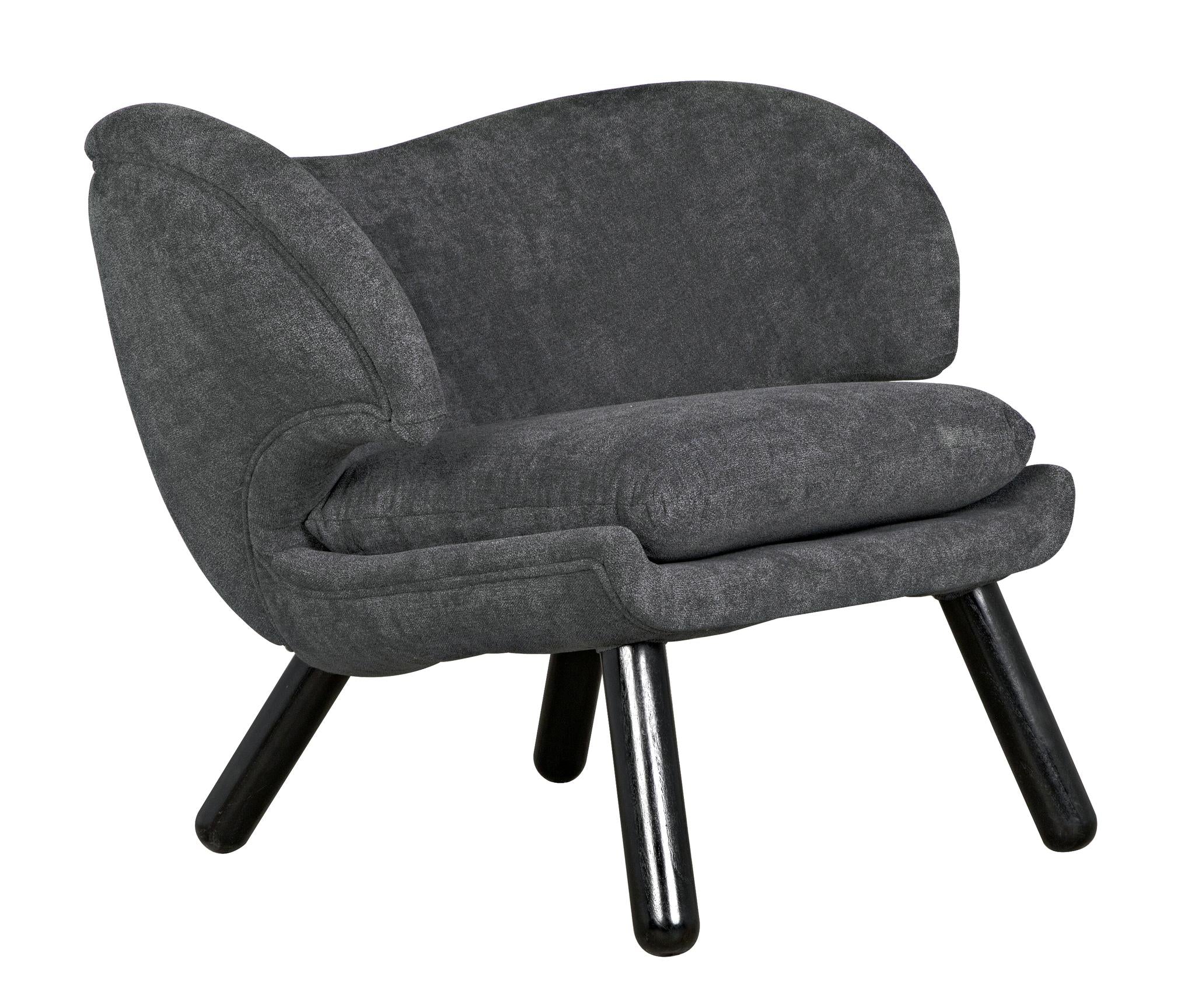 Gray linen and wood valeri upholstered online swivel armchair