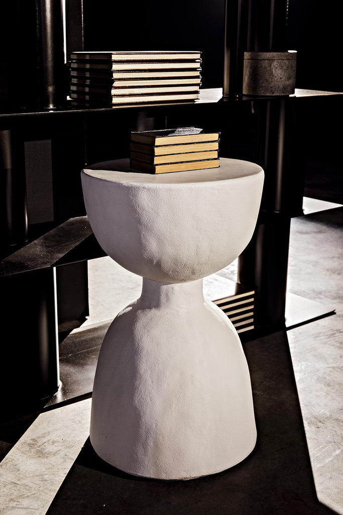 NOIR Hourglass Stool White Fiber Cement