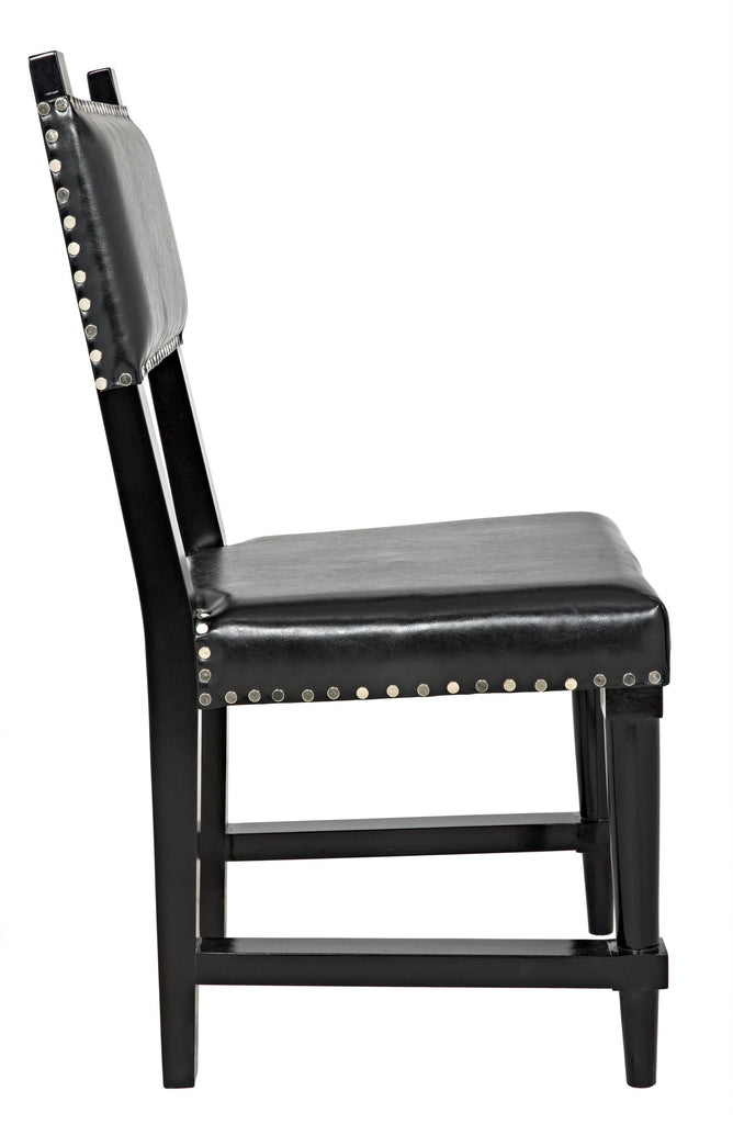 NOIR Kerouac Chair with Leather Distressed Black