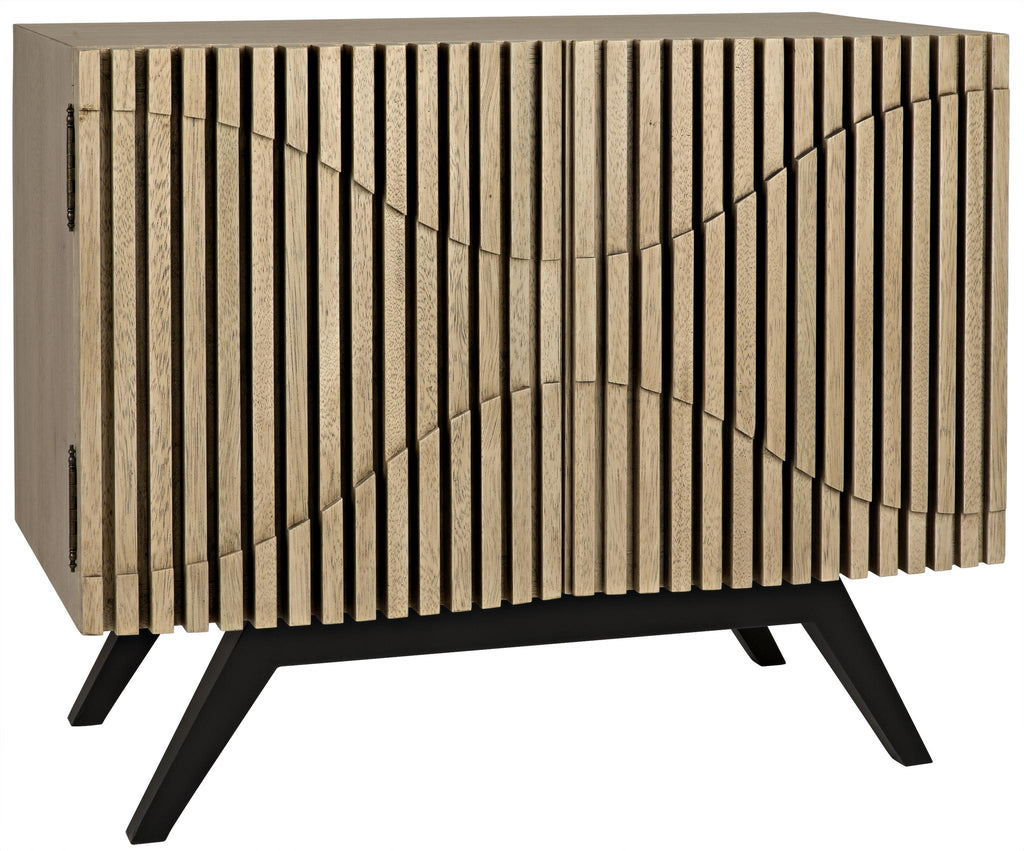 NOIR Illusion Single Sideboard with Steel Base Bleached Walnut