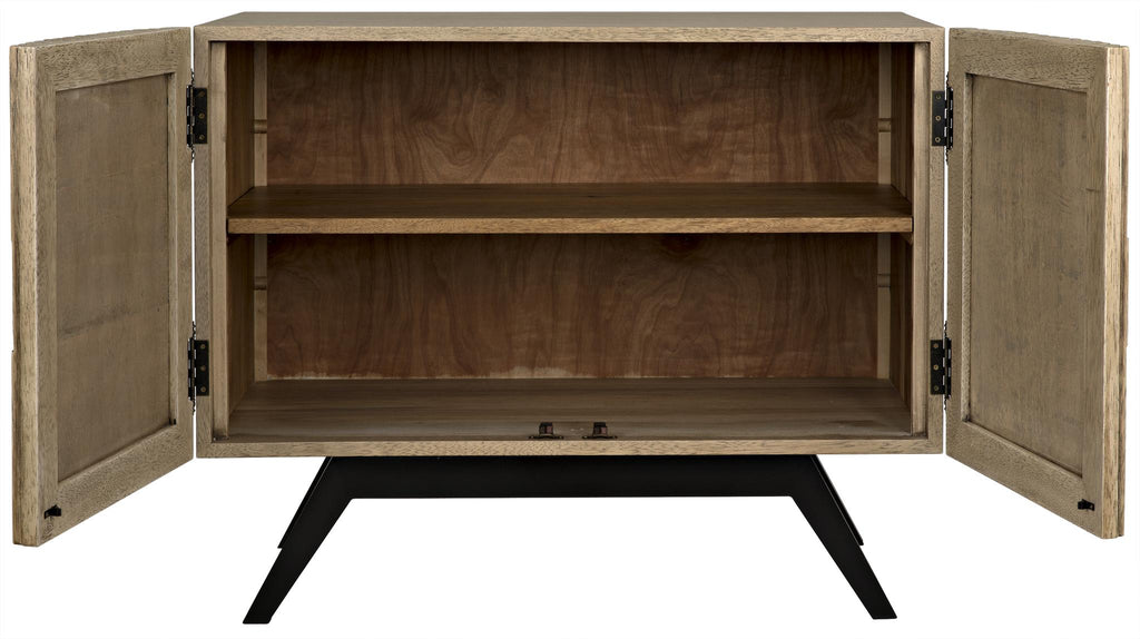 NOIR Illusion Single Sideboard with Steel Base Bleached Walnut