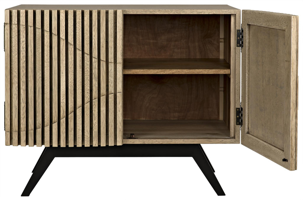 NOIR Illusion Single Sideboard with Steel Base Bleached Walnut