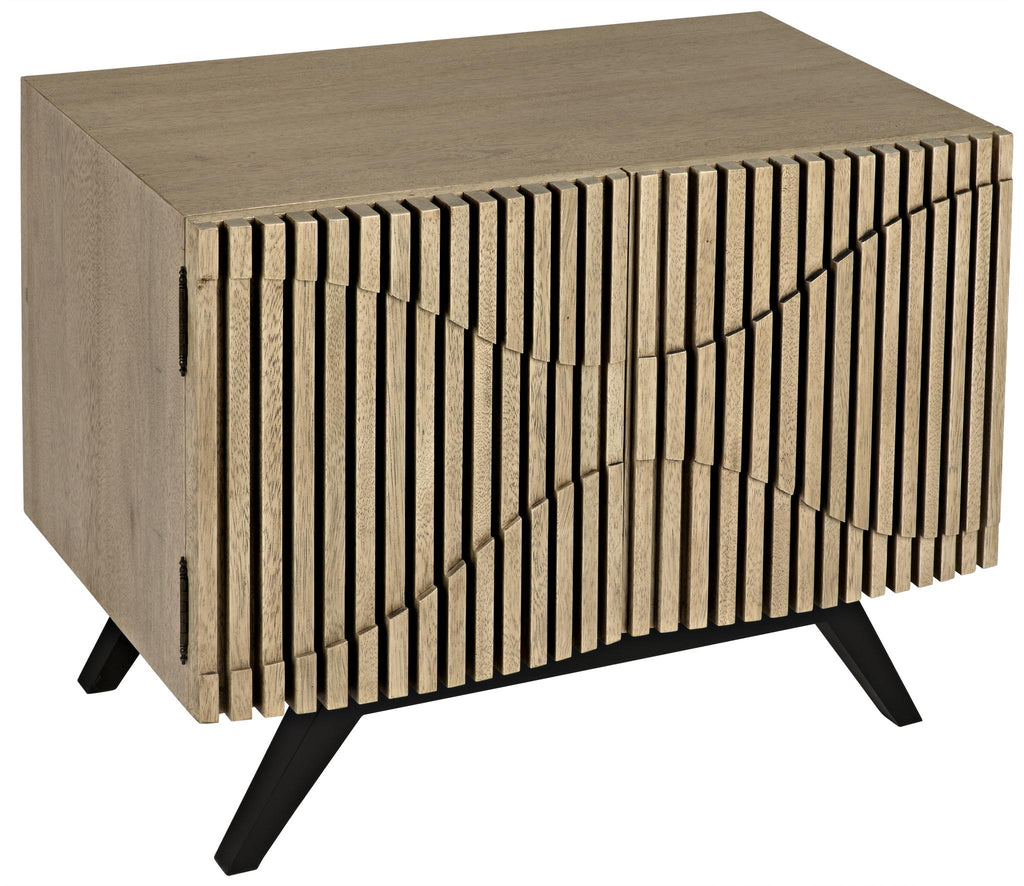 NOIR Illusion Single Sideboard with Steel Base Bleached Walnut