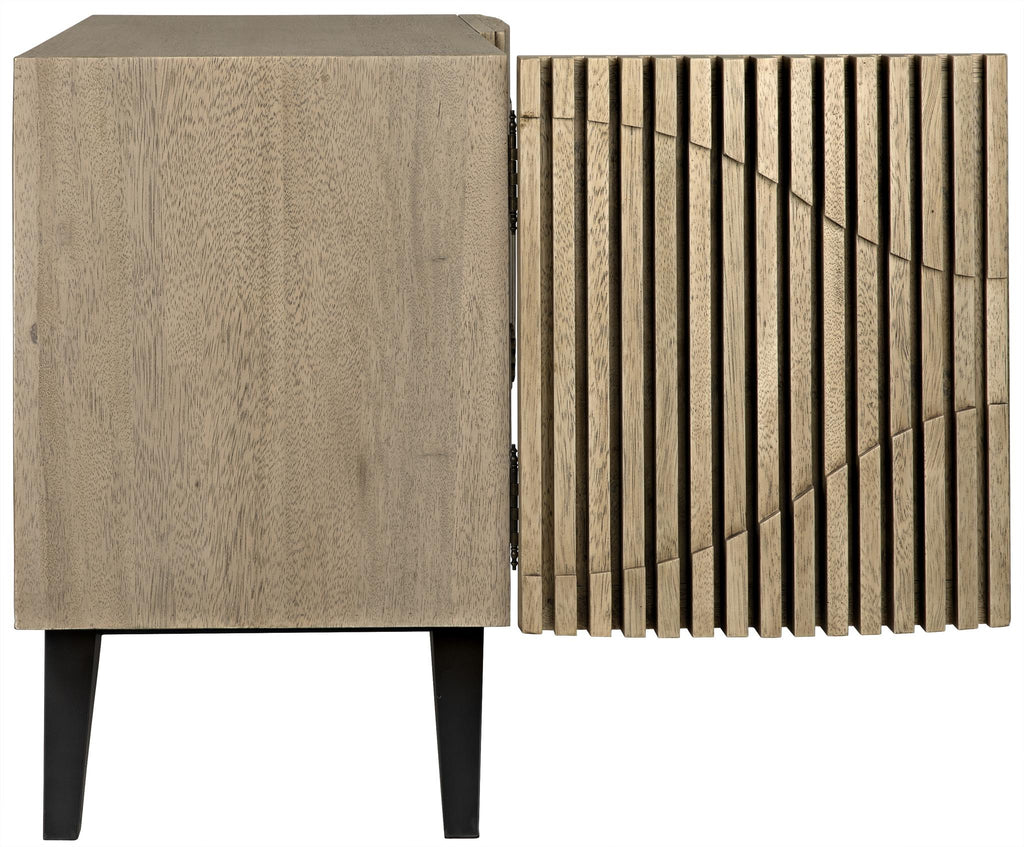 NOIR Illusion Single Sideboard with Steel Base Bleached Walnut