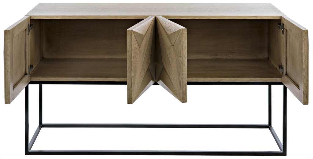 NOIR Zurich Console Bleached Walnut with Steel