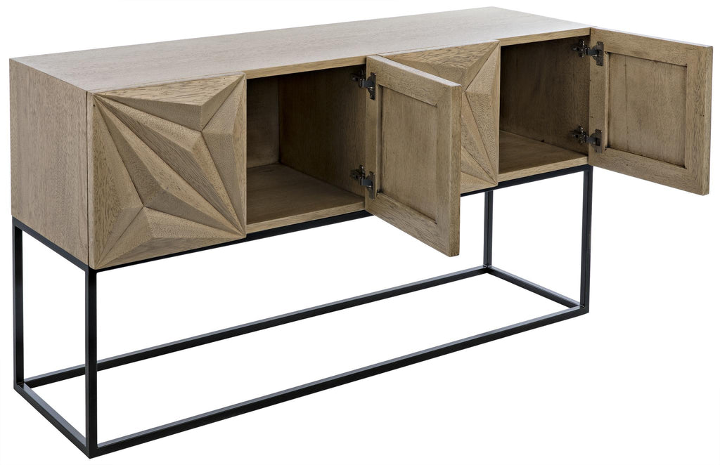 NOIR Zurich Console Bleached Walnut with Steel