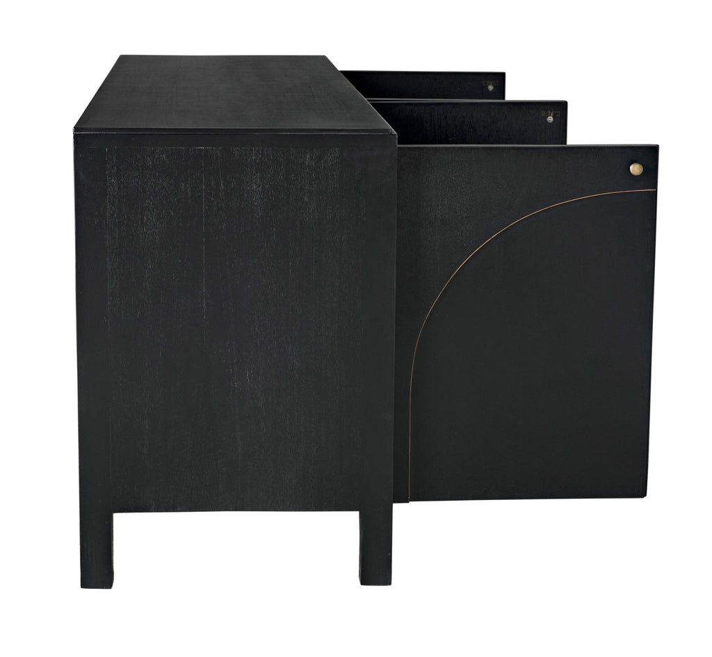 NOIR Weston Sideboard Hand Rubbed Black with Light Brown Trim