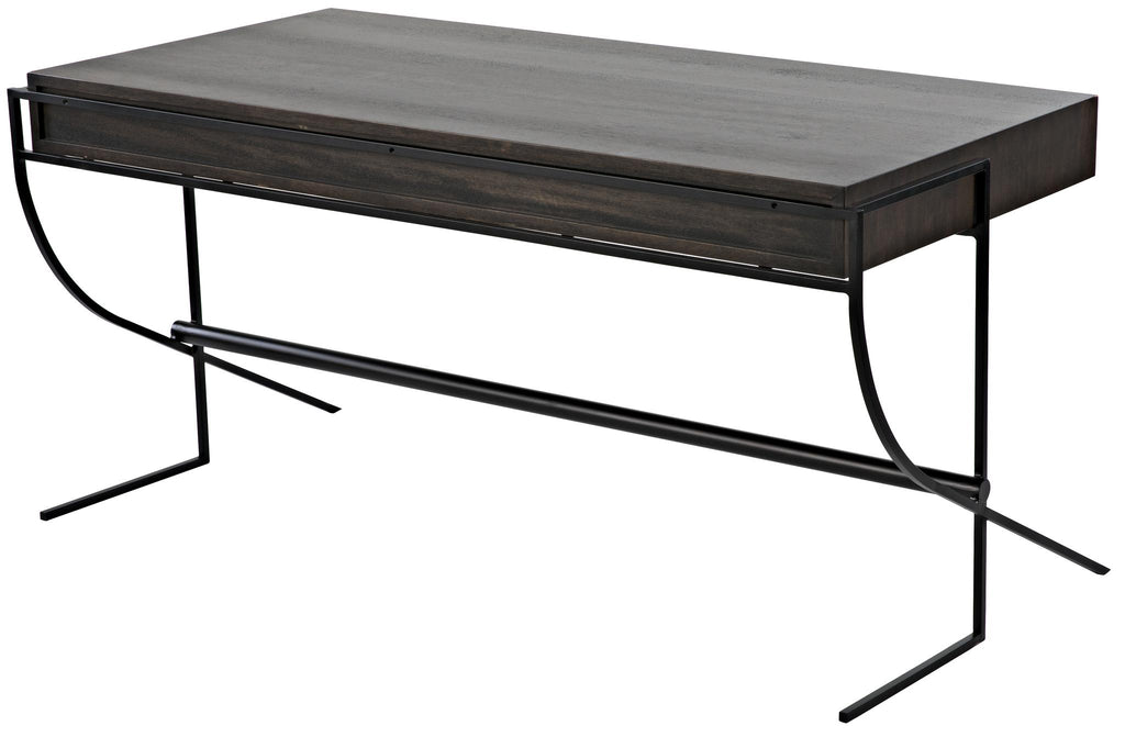 NOIR Frank Desk Ebony Walnut with Steel