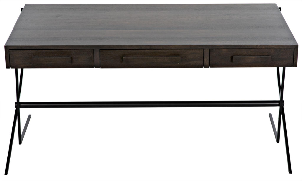 NOIR Frank Desk Ebony Walnut with Steel