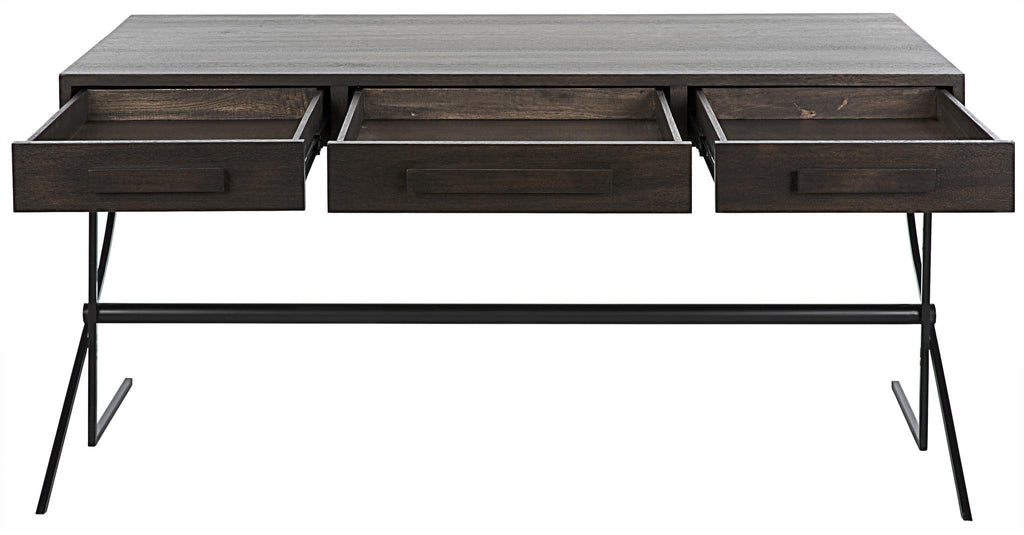 NOIR Frank Desk Ebony Walnut with Steel