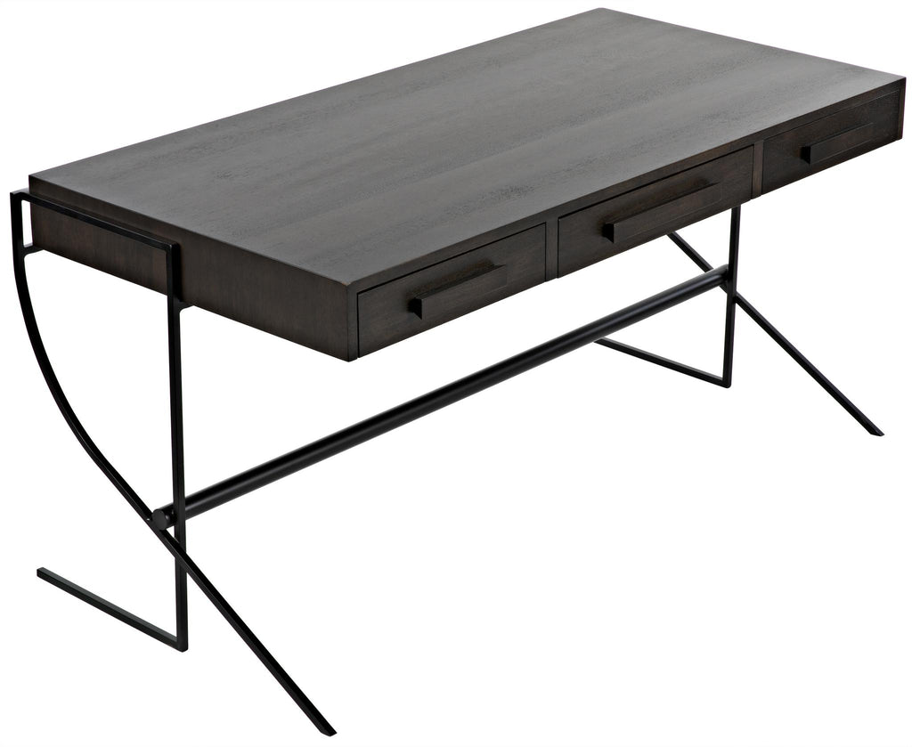 NOIR Frank Desk Ebony Walnut with Steel