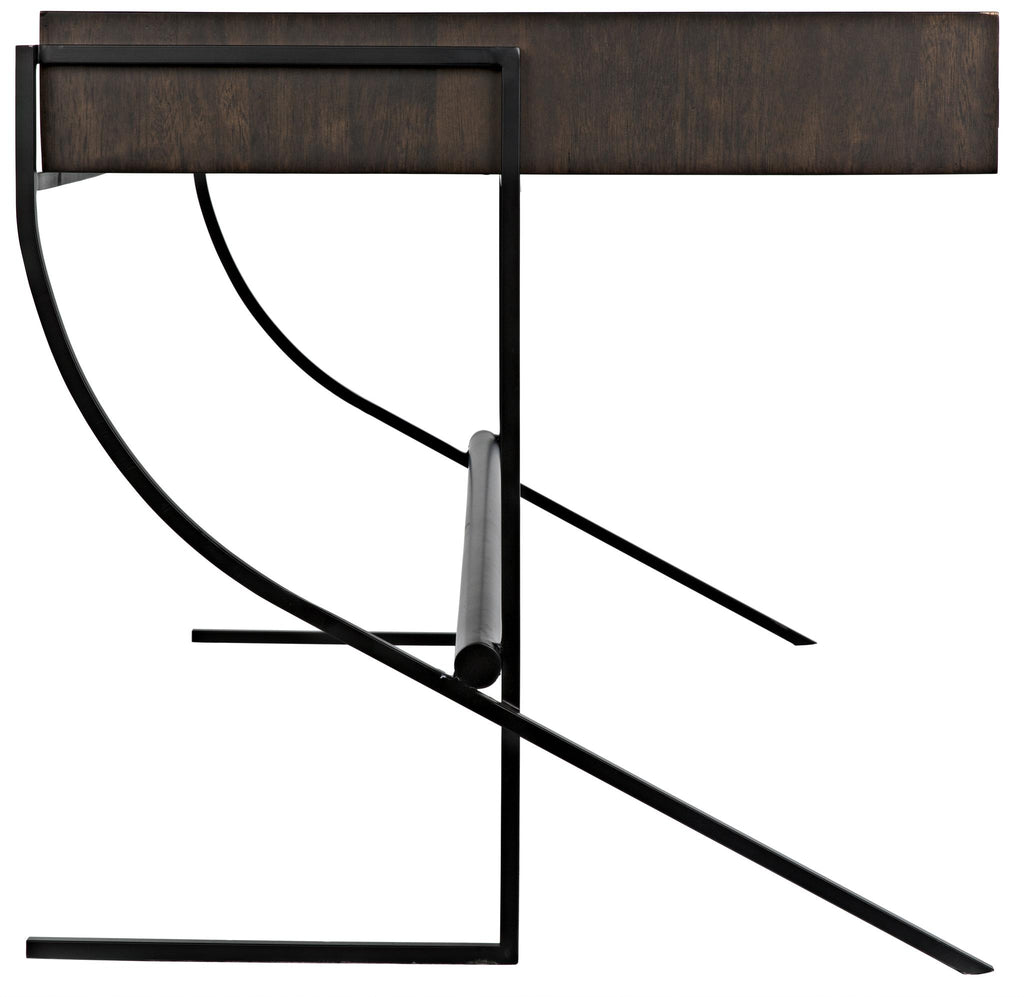 NOIR Frank Desk Ebony Walnut with Steel