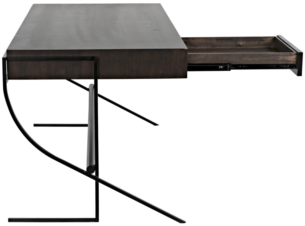 NOIR Frank Desk Ebony Walnut with Steel