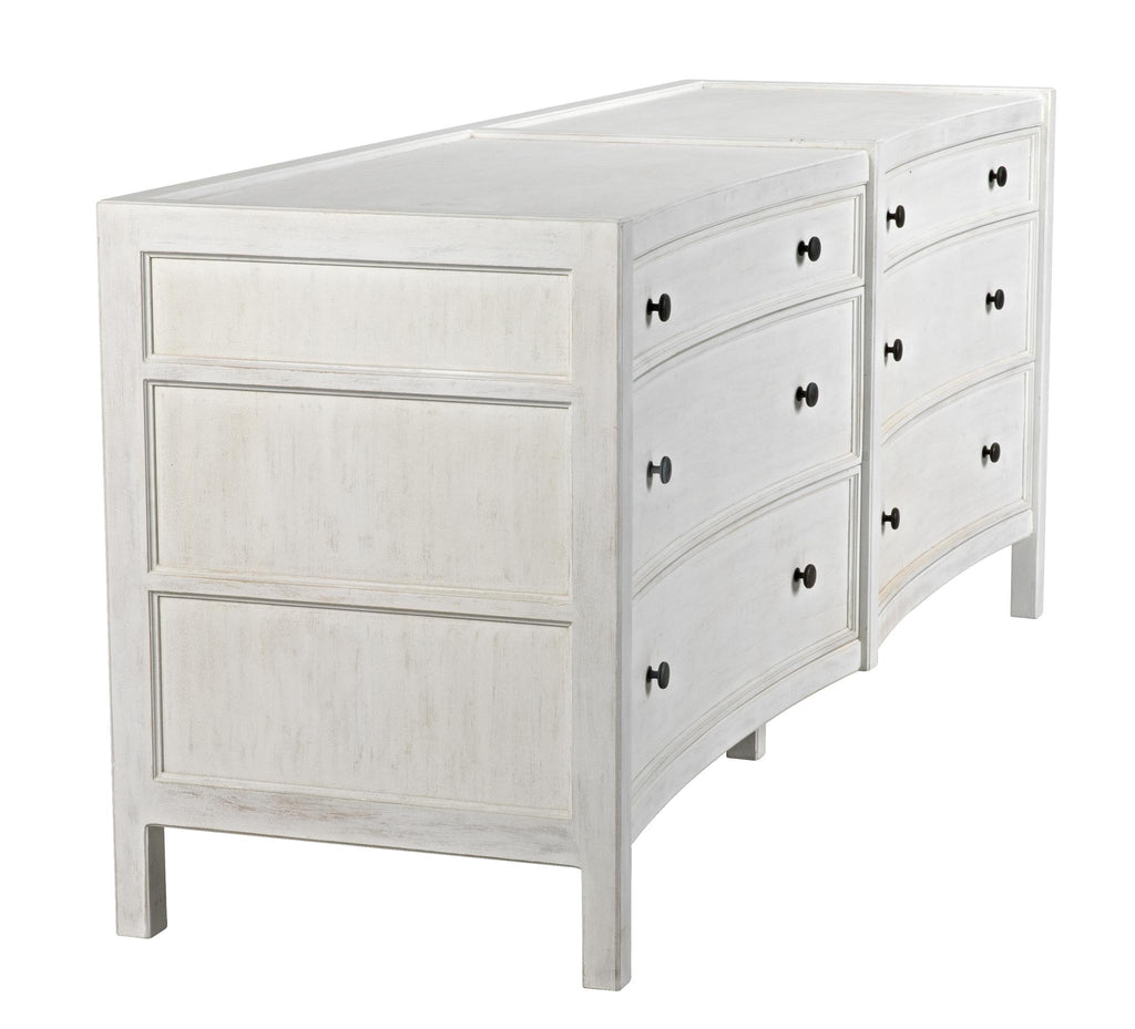 NOIR Hampton 6 Drawer Dresser White Wash