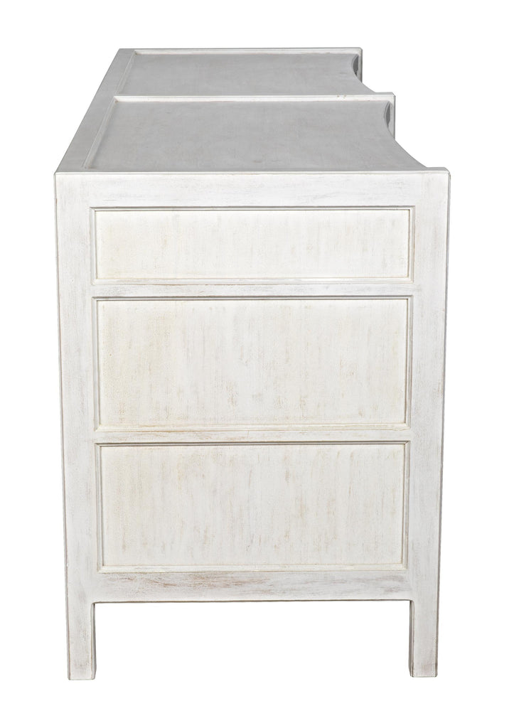 NOIR Hampton 6 Drawer Dresser White Wash