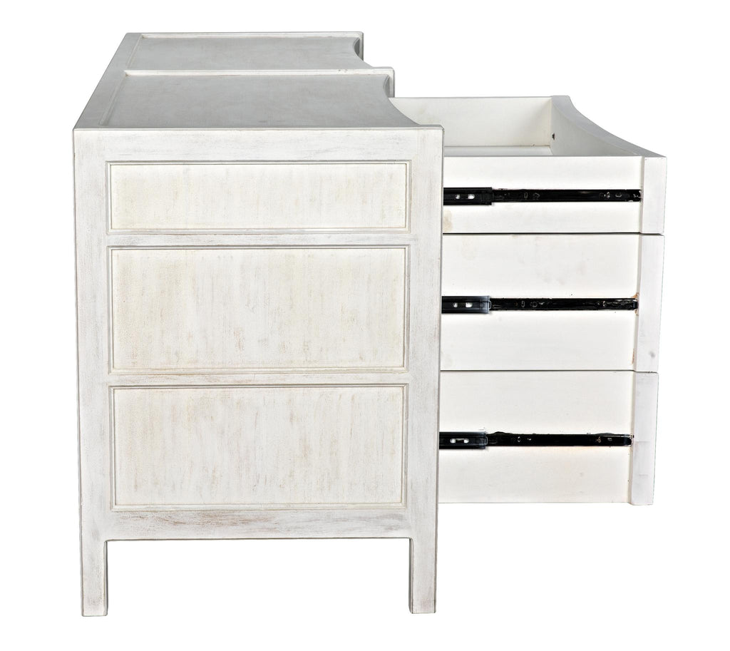 NOIR Hampton 6 Drawer Dresser White Wash