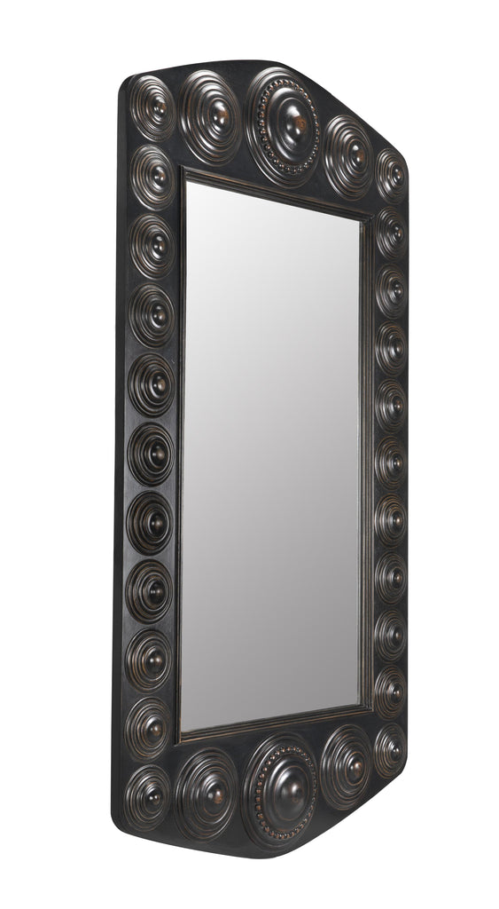 NOIR Nanna Mirror Hand Rubbed Black with Light Brown Trim