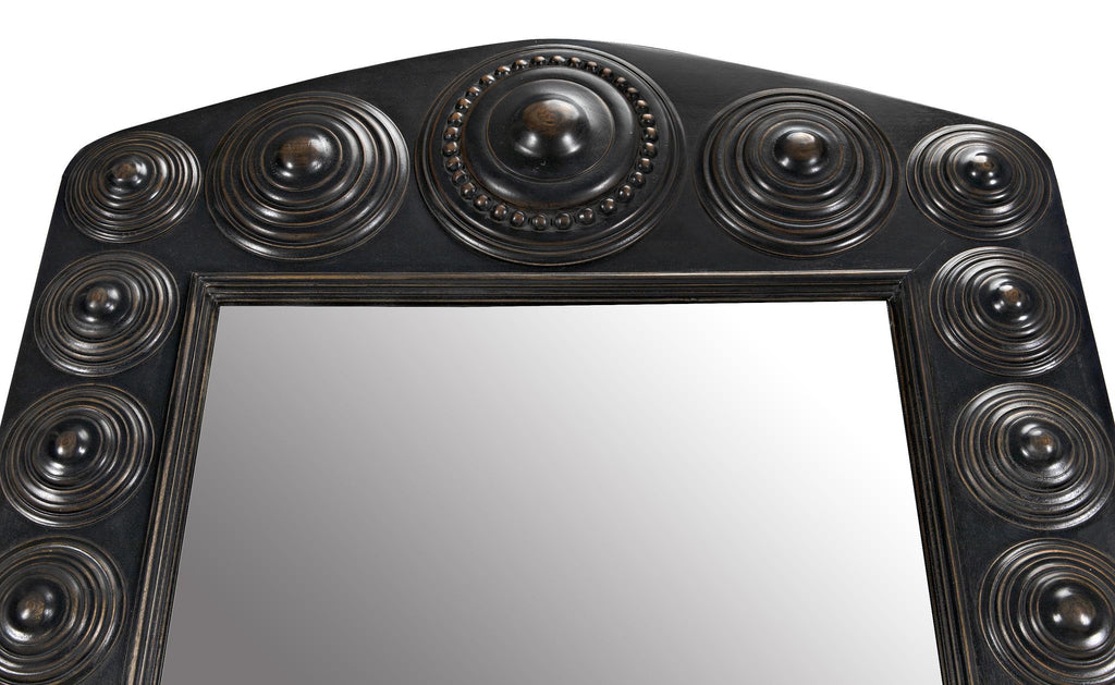 NOIR Nanna Mirror Hand Rubbed Black with Light Brown Trim