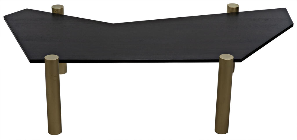 NOIR Tabu Coffee Table Brass Finished Legs with Ebony Walnut Top