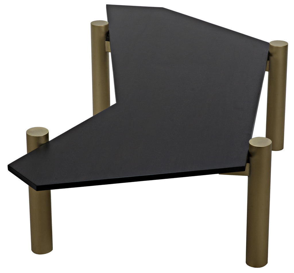 NOIR Tabu Coffee Table Brass Finished Legs with Ebony Walnut Top