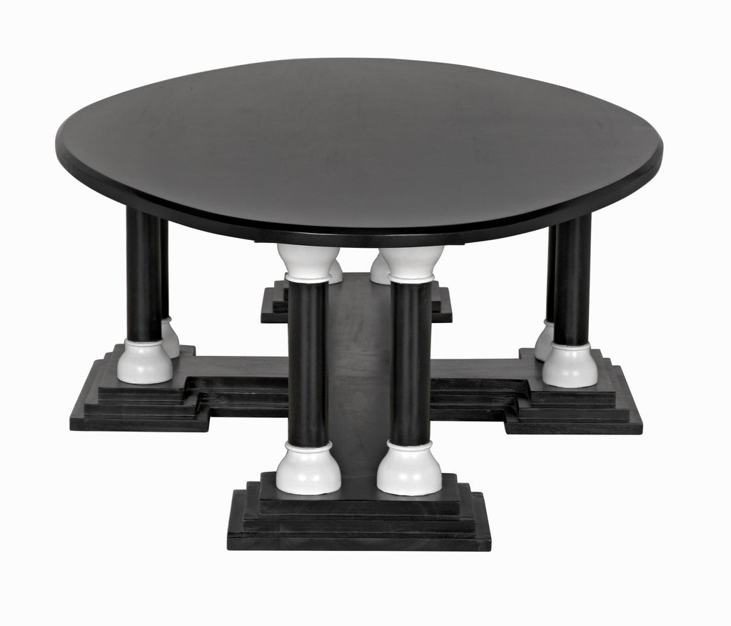 NOIR Desoto Coffee Table Hand Rubbed Black and Solid White