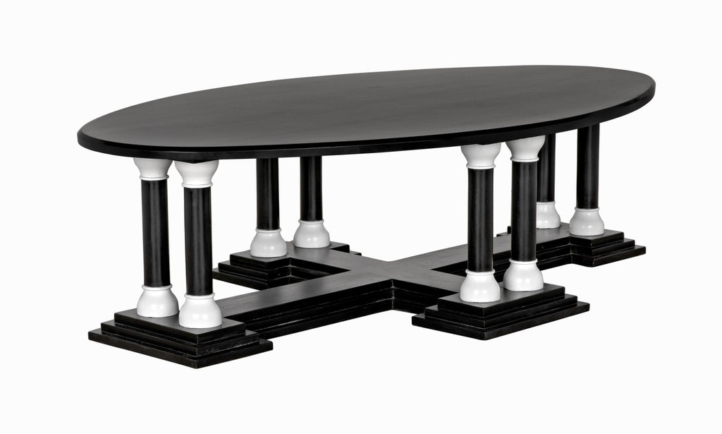 NOIR Desoto Coffee Table Hand Rubbed Black and Solid White