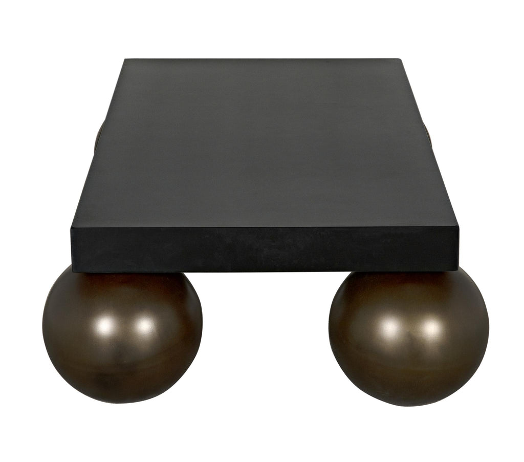 NOIR Cosmo Coffee Table Black Metal with Aged Brass Finish Legs