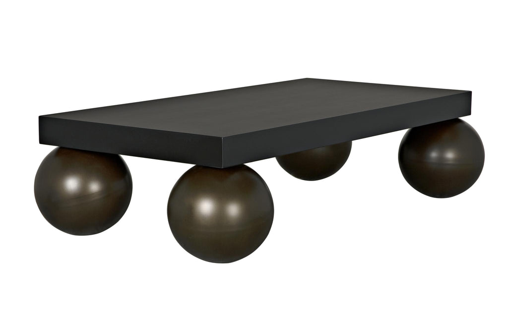 NOIR Cosmo Coffee Table Black Metal with Aged Brass Finish Legs