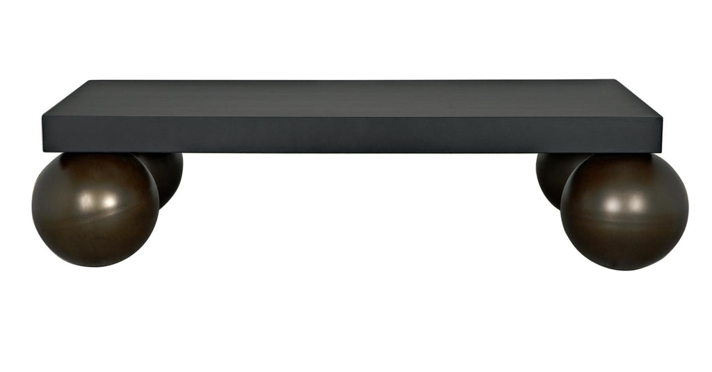 NOIR Cosmo Coffee Table Black Metal with Aged Brass Finish Legs