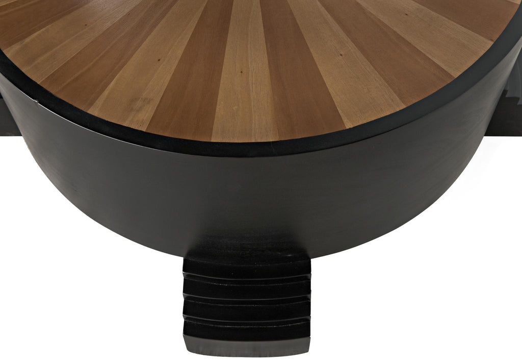 NOIR Tambour Coffee Table Hand Rubbed Black with Veneer Top