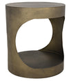 Noir Eclipse Round Side Table Metal With Aged Brass Finish