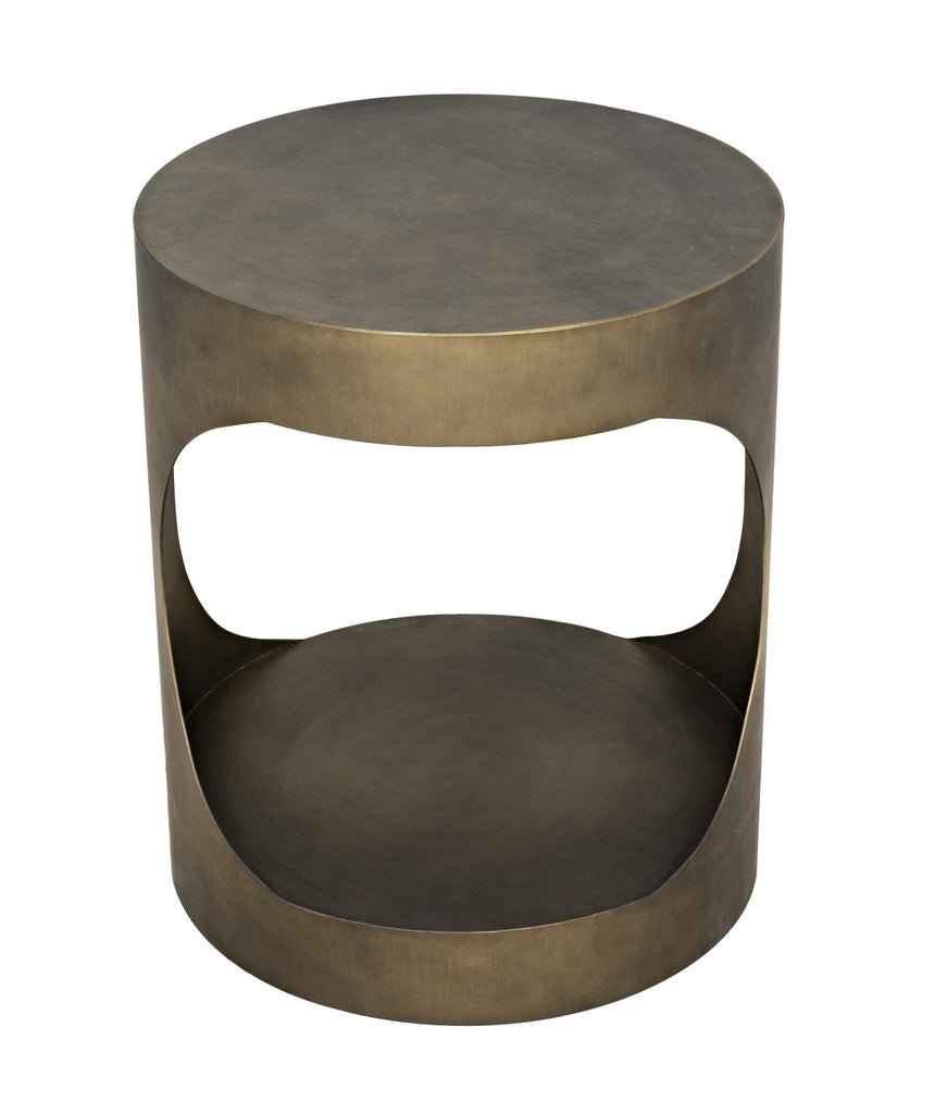 NOIR Eclipse Round Side Table Metal with Aged Brass Finish