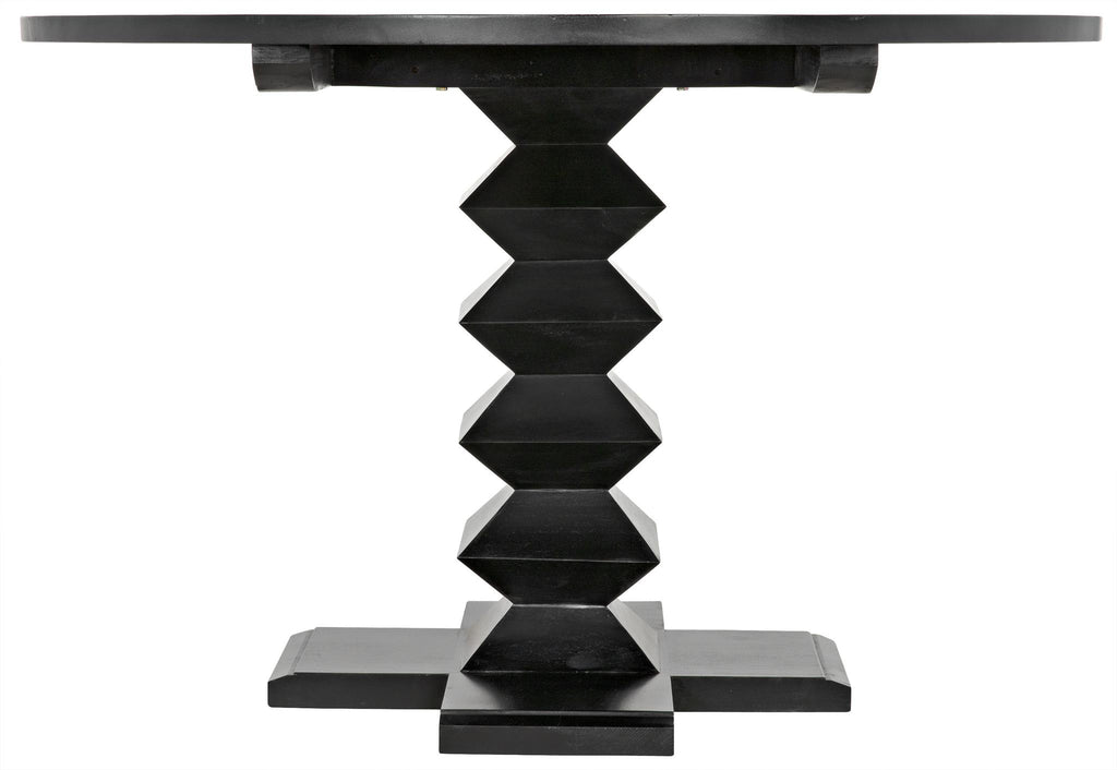 NOIR Zig-Zag Dining Table 48" Diameter Hand Rubbed Black