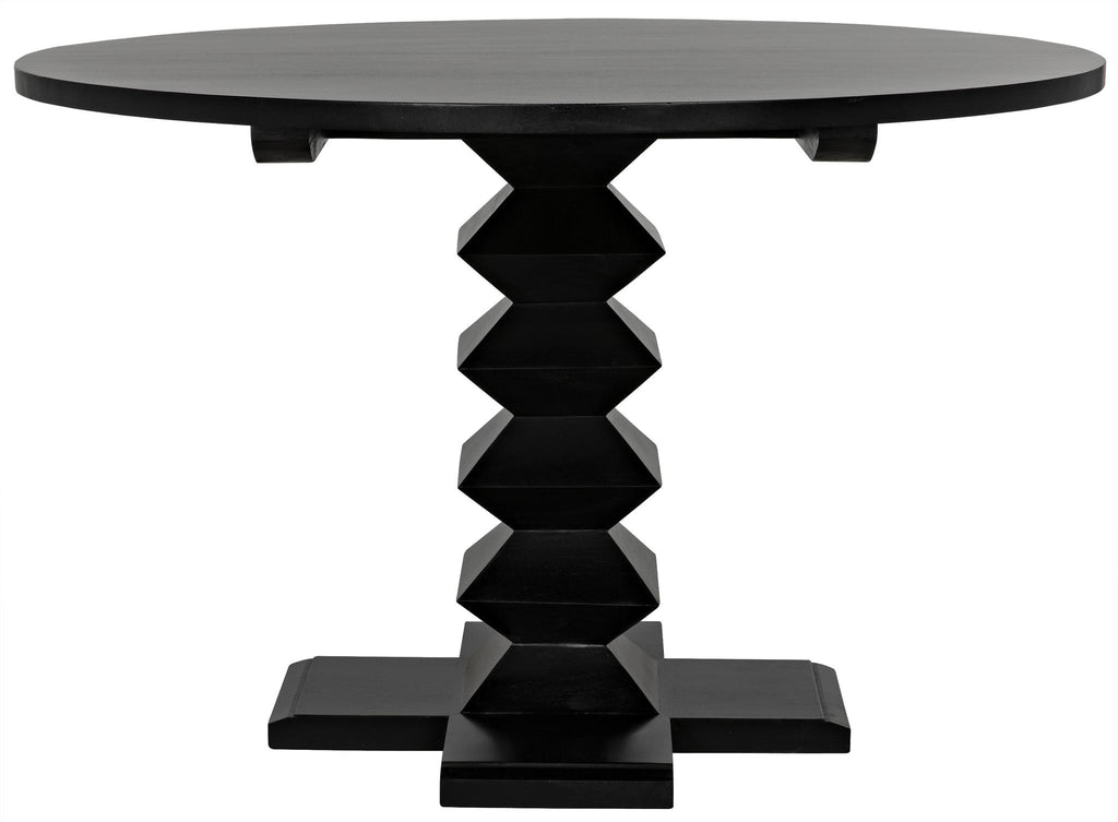 NOIR Zig-Zag Dining Table 48" Diameter Hand Rubbed Black