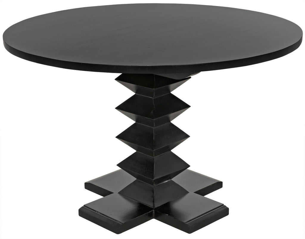 NOIR Zig-Zag Dining Table 48" Diameter Hand Rubbed Black