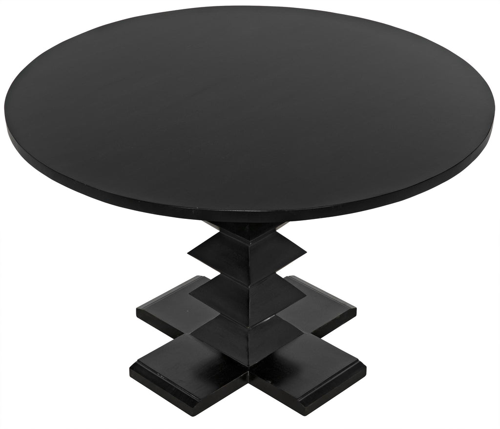 NOIR Zig-Zag Dining Table 48" Diameter Hand Rubbed Black