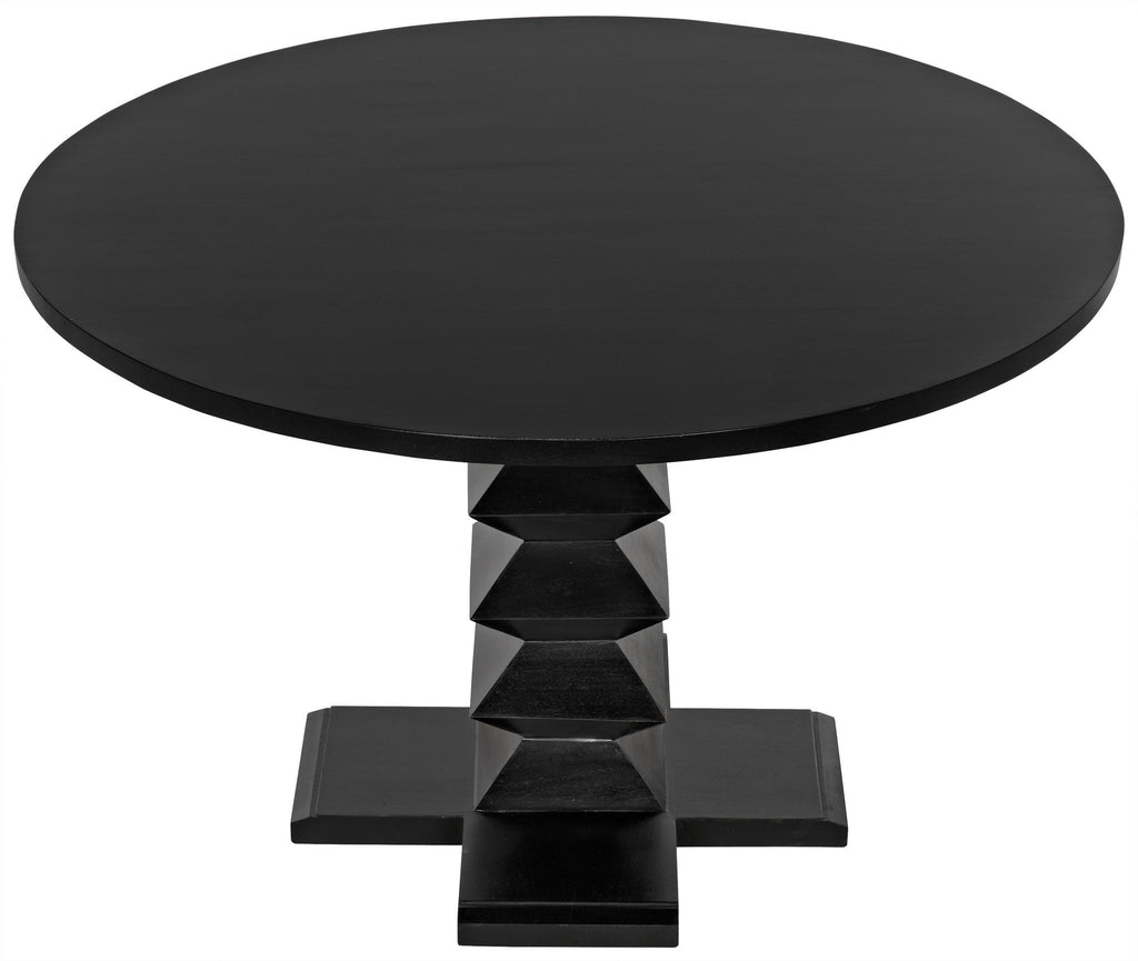 NOIR Zig-Zag Dining Table 48" Diameter Hand Rubbed Black