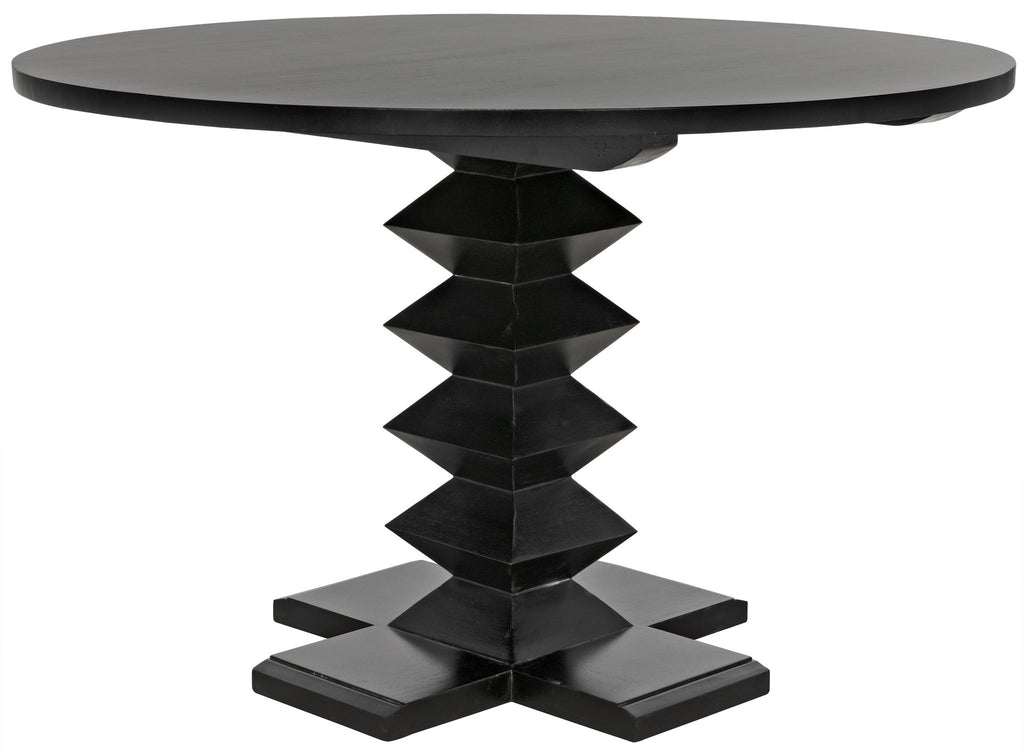 NOIR Zig-Zag Dining Table 48" Diameter Hand Rubbed Black