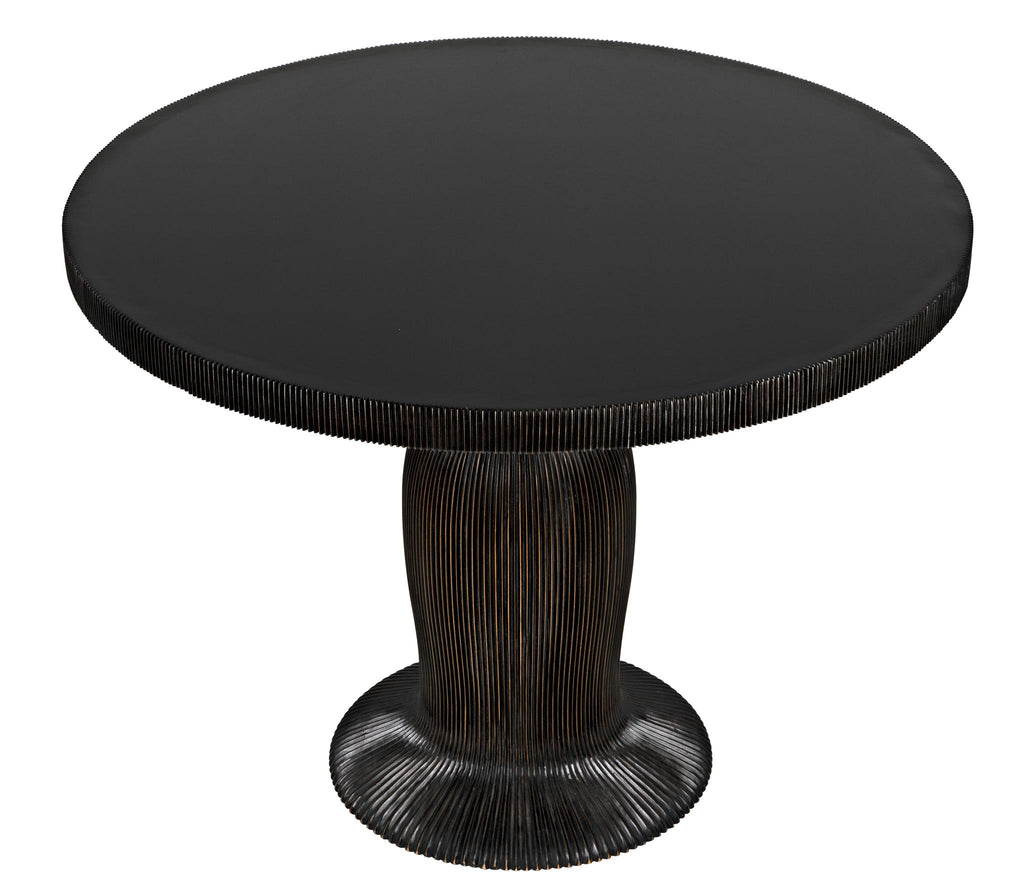 NOIR Portobello Dining Table Hand Rubbed Black with Light Brown Trim