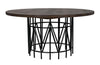 Noir Silberman Dining Table Dark Walnut W/Black Steel Base