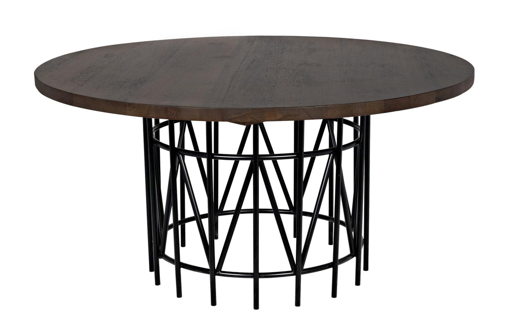 NOIR Silberman Dining Table Dark Walnut W/Black Steel Base