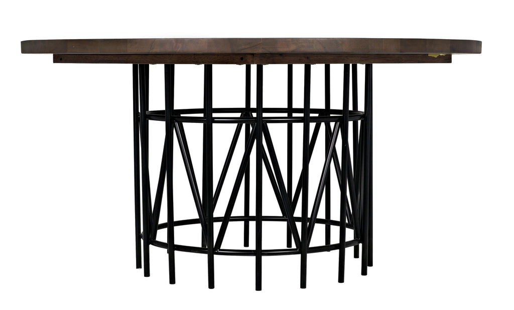 NOIR Silberman Dining Table Dark Walnut W/Black Steel Base